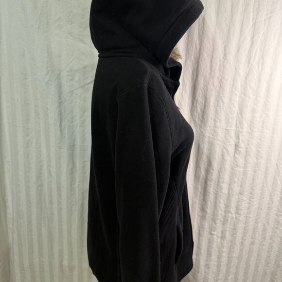 Old Navy Black Vintage Peace Logo Faux Fur Hoodie - Picture 7 of 9